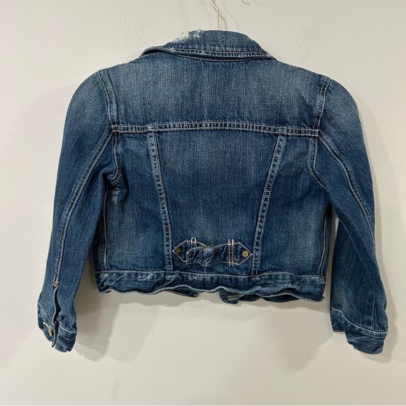 American Eagle Women’s Cropped Dark Navy Blue Jean Denim Jacket Size Small - Picture 4 of 5